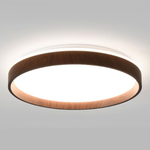 Luminaire encastré LED style wabi-sabi de 36W, lampe de plafond ronde en bois pour couloir