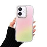 LEHEHE per OPPO A40 4G / A60 5G / A3 / A3X Cover Glitter Sfumata, Custodia Telefono con Bordo Ondulato Trasparente Strass Fotocamera TPU Silicone Morbido Antiurto Donna Ragazza-Rosa