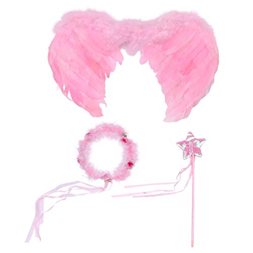 KESYOO 3 Pcs Halloween Traje Do Anjo Cosplay Asas de Anjo Estrela Fada Varinha Anjo Halo Headband Fe
