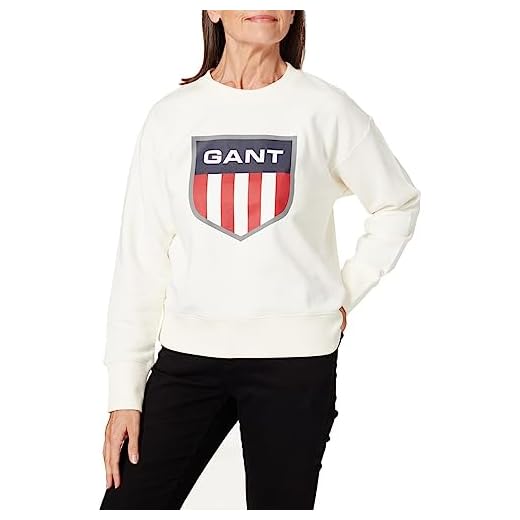 GANT Damen D1 Retro Shield C-Neck Sweat Sweatshirt, Eggshell, M