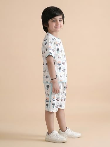 Image of POLKA TOTS 100% Pure Cotton T-Shirt and Shorts Combo For Boys | Summer Dress & Beach Wear for Boys and Toddlers | Breathable Premium Fabric Co-Ord Set Kids | Relaxed Fit Casual Summer Outfit for Kids