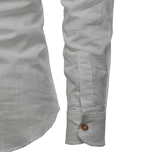 Image of Men's Full Sleeve Beige Color Cotton Blend Spread Slim Fit Shirt Style Kurta for Men and Boys