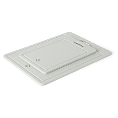 MARTHA STEWART Bpa Free Plastic Cutting Board 2pc Set (16" x 12" and 12" x 8") - Grey - Dishwasher Safe Cover