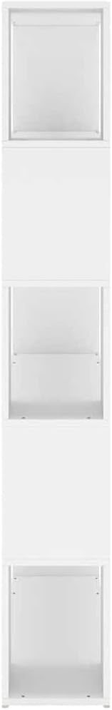 5-Tier Book Cabinet Room Divider, Modern Display Shelf Organizer, Open Storage Unit for Living Room, Bedroom or Office, White Engineered Wood, 39.4x9.4x61.0 Inches