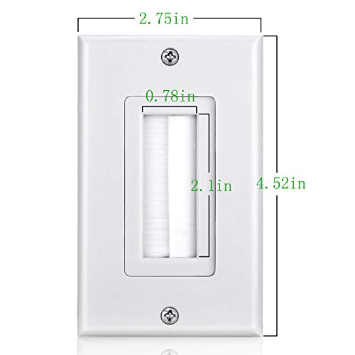 Placa de pared pasacables con cepillo estilo Decora para cables HDMI de un solo gancho 3