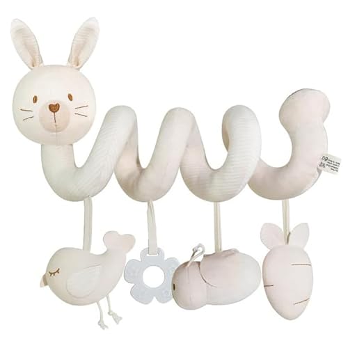 ZVD Jouet Poussette Bebe, Jouet de Poussette pour Bébé, Animaux en Peluche en Spirale Suspendus de Berceau, d'activité sensorielle éducative grinche,Spirale d'activité bébé (Lapin)
