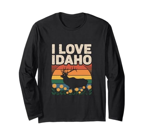 I Love Idaho Elk Retro Girasol Manga Larga