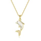 Dolphin Pendant Necklace Women Friendship - Shark/Fish/Dolphin Pendant Animal Jewelry for Women Teen Girls White