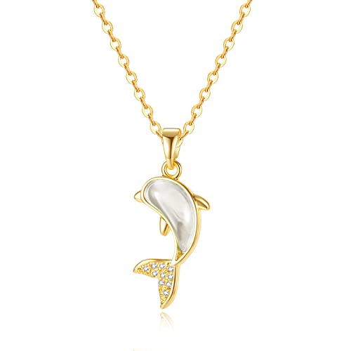 Dolphin Pendant Necklace Women Friendship - Shark/Fish/Dolphin Pendant Animal Jewelry for Women Teen Girls White