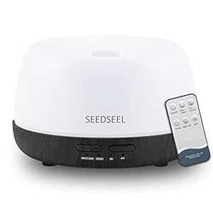 SEEDSEEL 300ML Essential Oil Diffuser, Cool Mist Aromatherapy Air Diffuser with Remote Control, USB-C Power Cord, 4 Timers and 7 Color LED Color Changing Light for Small Room, Bedroom, Home