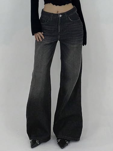 Image of KOTTY Women's Wide Leg Denim Jeans | Relaxed Fit High Waist Stylish Jeans