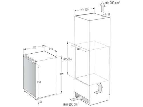 Gorenje RI409EP1 Einbau-Tischkühlschrank/ 88er Nische/Schlepptürscharnier/EEK E/ 39dB/ 129 Liter/CrispZone/LED Beleuchtung/Abtau-Vollautomatik/Türanschlag wechselbar/HxBxT: 88x 54x54 cm/Weiß
