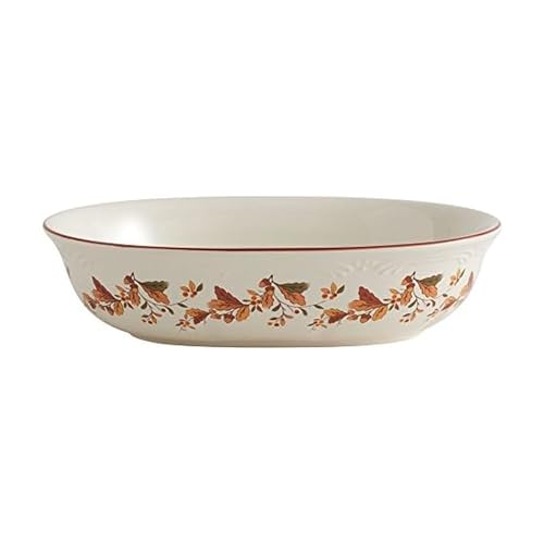 Pfaltzgraff Autumn Berry Oval Vegetable Bowl, white, 11 inches