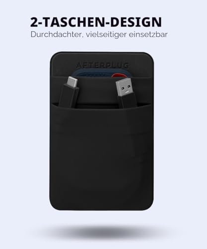 Afterplug 2-Fächer Haftende Festplattenhalterung für Laptop, Aufklebbare Tasche für externe portable SSD, HDD, schlanke Maus und Kabel (Klein - passt für SSD)