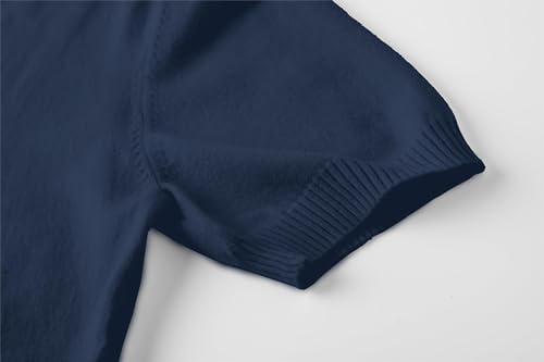 Image of SANGTREE Women's Short Sleeve Sweaters V Neck Casual Knit Pullover Tops | Perfect as a lightweight sweater for spring /summer or as a layering piece. Ideal for office, daily, holiday, home etc