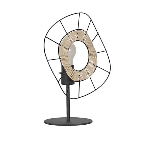 Corep Lampe métal et rotin noir MEKONG H36cm.