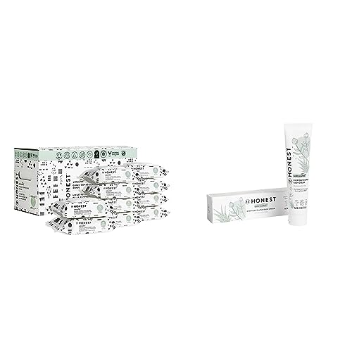 Image of The Honest Company Clean Conscious Wipes | 99% Water, Compostable, Plant-Based, Baby Wipes & Organic Baby Diaper Rash Cream | Moisturizing + Calming Zinc Oxide Ointment