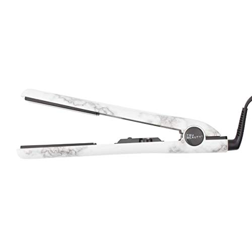 Tru Beauty, 2-In-1 Marble Professional Curling & Straightening Flat Iron with Adjustable Temperature Control and Non-Damaging Titanium Plates, Suitable for All Hair Types - Carrara Marble