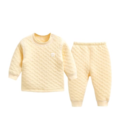 Generisch Trajes para niños pequeños, conjuntos elegantes, ropa de bebé suave y cálida, pijama de invierno cómodo, perfecto para el día a día, ocio, para niños y niñas, amarillo claro, 4-5 años