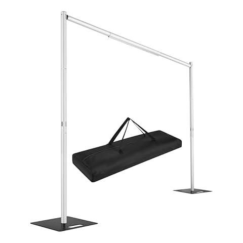 Hecis Pipe and Drape Backdrop Stand,8ft x 10ft Backdrop Stand, Adjustable Metal Heavy Duty Wedding Backdrop for Parties Birthday Party Baby Shower Wedding Decorations Cover