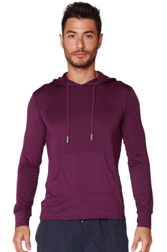 Ingear Men's Performance Upf 50+ Uv/Sun Protection Hoodie T-Shirt Long Sleeve With Pockets Spf Shirt Runing Hiking Shirt (Purple, Small) #TOP16