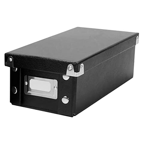 Snap-N-Store Index Card Holder Storage Box - Collapsible Organizer Box fits 1100 Flash Cards - Business, Recipe, or Note Card - 4 x 6, 2 Pack, Black Cover
