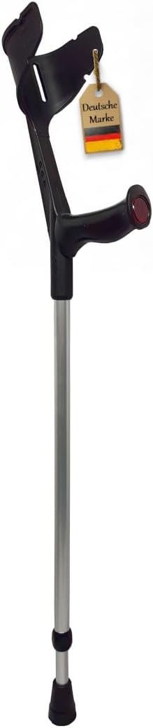 FabaCare Crutch with Soft Grip Magic Soft Handle Forearm Crutch with Soft Grip Height Adjustable Lightweight Crutch Forearm Crutch up to 130 kg Black