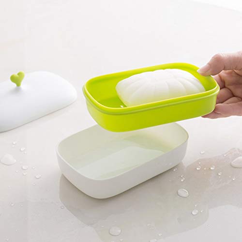 RTHGTFFZ Jabonera Baño La Caja de jabón se Puede Colocar en la Caja de Drenaje del Fregadero en la Cocina y el baño, la Caja de jabón está Hecha de PP y Tiene una Tapa. (Color : Green)