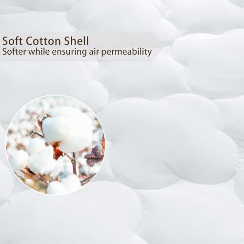 Image of WhatsBedding Waterproof Mattress Topper Cal-King Cotton Top Down Alternative Filling Pillowtop Mattress Topper Cover-Fitted Quilted (Waterproof Cal-King Size Mattress Topper)