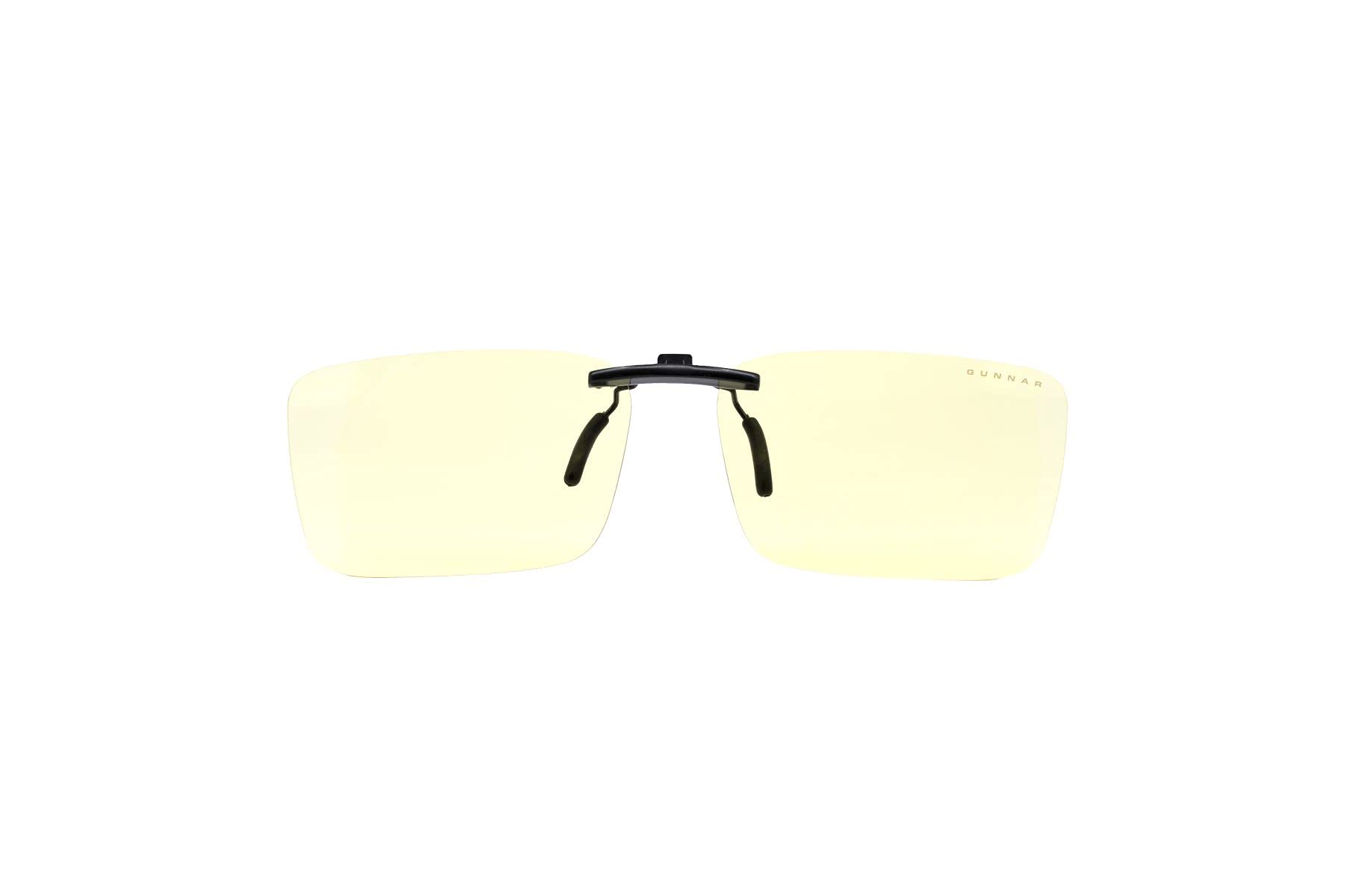 GUNNAR Okulary blokujące światło niebieskie - Parker Clip-on - Amber | Okulary PC/gaming - Parker Clip-on - Onyx - Bursztynowe - Blokuje 65% światła niebieskiego i 100% UV