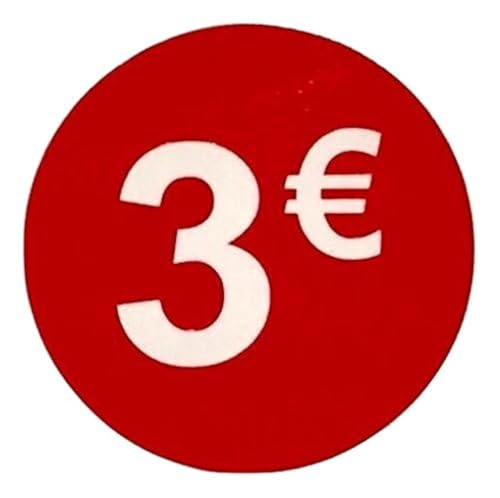 DiiliHiiri Cartellini dei Prezzi in Euro - Etichette Rotonde 3€