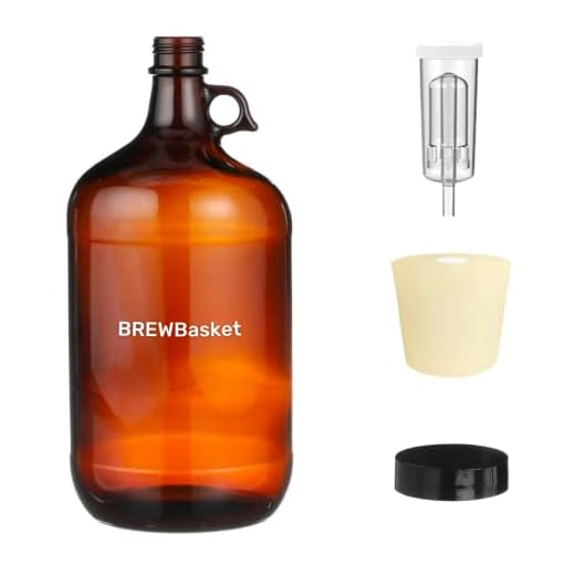 BREWBasket Home Brewing Fermenter - Wine, Beer Making 4 L Glass Carboy with Airlock and Cork