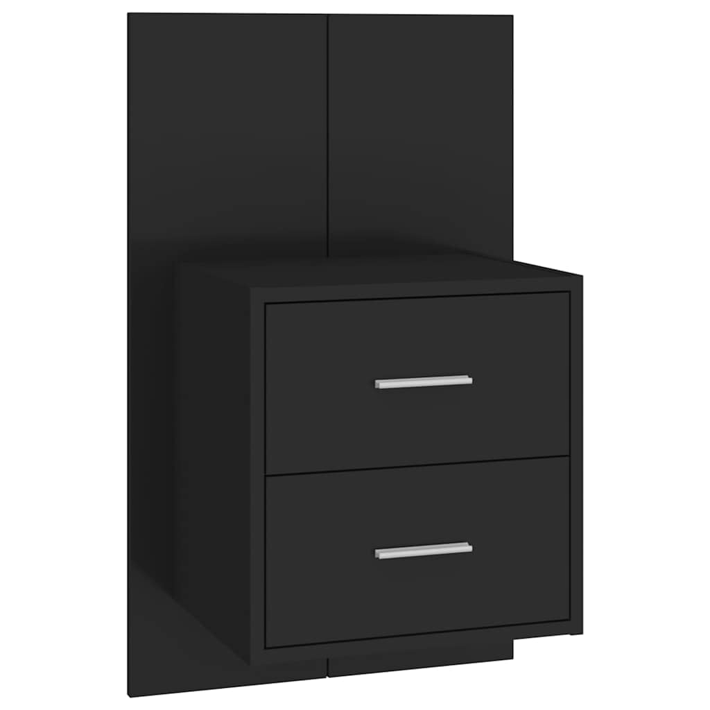 Table de chevet murale noire avec grand tiroir pour une chambre moderne et épurée
