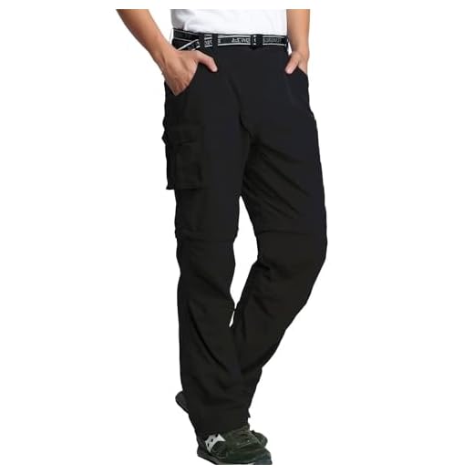 JOMLUN Men’s Hiking Pants Zip Off Cargo Pants Lightweight Quick Dry Convertible Outdoor Shorts Black