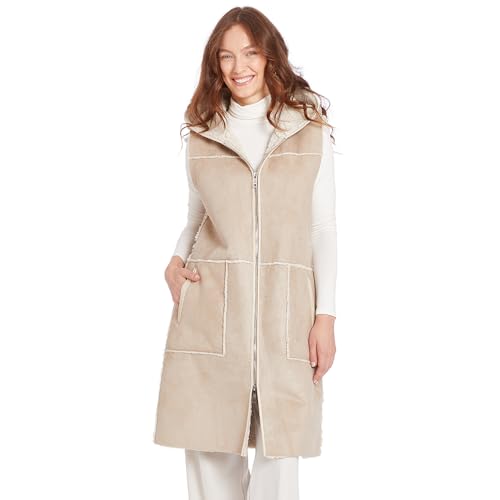 Chaleco largo de mujer FRYE en borrego sintético estilo casual elegante