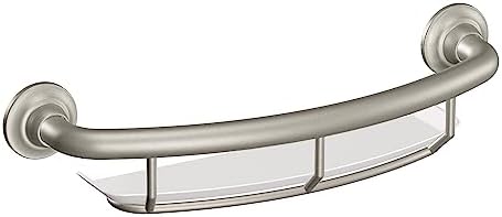 Moen R2356DBN Safety 16-inch Bathroom Grab Balance Assist Bar with Shelf, Brushed Nickel
