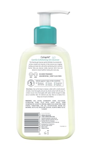 Image of Cetaphil SA Gentle Exfoliating Face Wash, Salicylic Acid Cleanser, 8 fl oz | Foaming Face Wash, Salicylic Acid, Acne-Prone And Sensitive Skin, All Skin Types, Dermatologist Recommended, 8 Fl Oz Pump
