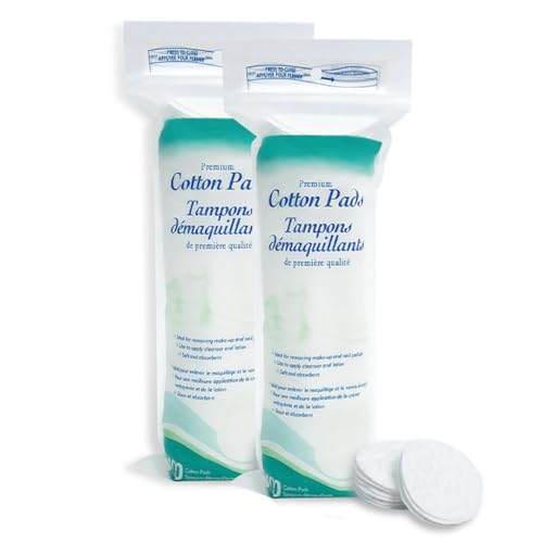 Premium Cotton Rounds (200 Count) - Ultra-Soft Cotton Pads for Face, Makeup Removal, Facial Cleansing, and Nail Polish Removal, Hypoallergenic, Lint-Free