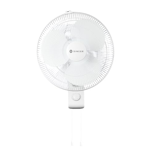 Image of SINGER Brissa 21 Energy Efficient Wall Fan | 60W Power | 100% Copper Motor | 75 CMM Air Delivery | 1330 RPM | Silent Operation | Adjustable Height | 2 Years Warranty | ISI Certified