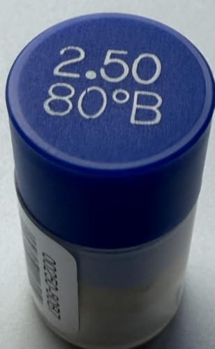 Two Pack - Oil Burner Nozzle, 2.50 80 B, Solid Spray Blue Cap 2.50 80 B Oil Nozzle 2.50 Gallons per minute with a 80 degree Solid Spray