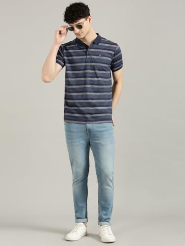 Image of JOVEN Mens Printed Polo Neck Half Sleeve Regular Fit Mercerised Cotton T-Shirt