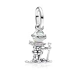 PAIDOURUA Skier Dangle Charm for Bracelets Necklaces,925 Sterling Silver Beads with Jewelry Gift for Women Mum Family at Mother's Day Christmas Birthday