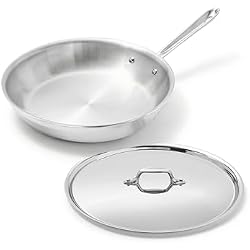 All-Clad D3® Stainless Steel 10 inch Frying Pan Covered- Made in the USA- The Original Bonded Professional Cookware- Oven Safe & Induction Compatible