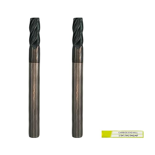 Image of 2PCs Micrograin Carbide Square End Mill Extra Long Reach 4 Flute 3 /8in (3 /8'' x 7 /8'' x 3 /8'' x 4''L x 4F), for Milling Alloy Steels, Hardened Steel, Metal & More, 2 Pack