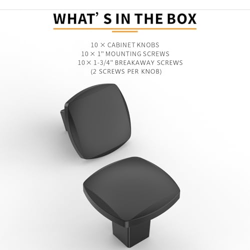 Image of 10 Pack Matte Black Square Drawer Knobs for Cabinets & Dressers