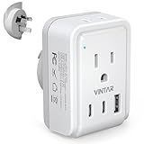 Australia New Zealand Power Adapter, VINTAR Australia Plug Adapter with 2 American Outlets 3 USB Ports(2 USB C), 5 in 1 Type I Travel Adapter for US to Australia, AU, Argentina, China, Fiji
