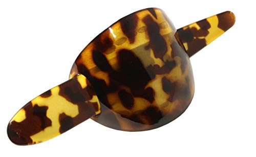 Parcelona French Classic Light Tortoise Shell Large 3 Celluloid Bun Holder Slider Pin Thru Hair Clip with Stick