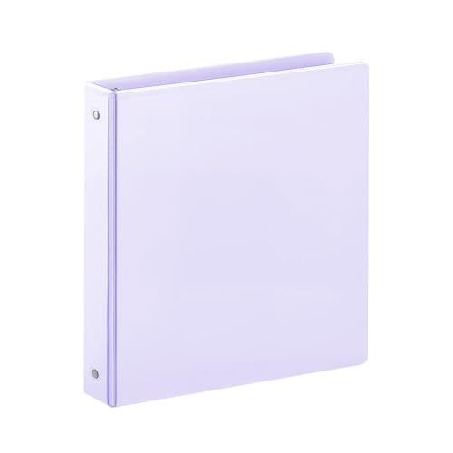 SUIN 1 Inch 3 Ring Binder Clear 1 View Presentation Binders with 2 Pockets Fits 8.5 x 11 Letter Size Durable Polypropylene Non-Stick & PVC-Free for School Office & Home (Pastel Purple)