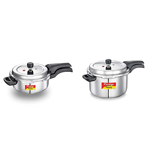 Image of Prestige Svachh Deluxe Alpha 3.0 Litre Stainless Steel Pressure Cooker & Prestige Svachh Deluxe Alpha 6.5 Litre Stainless Steel Pressure Cooker