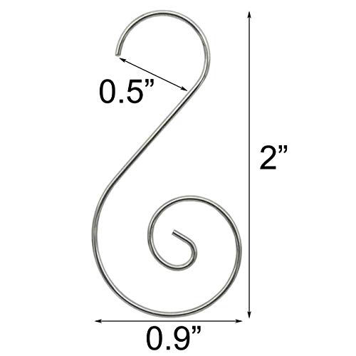 Ucsaji 200Pcs Christmas Ornament Hooks Christmas Tree S-Hooks Ornament Hanger Metal Wire Hanging Hook For Christmas Tree Christmas Balls Party Decorations (Silver) #TOP4